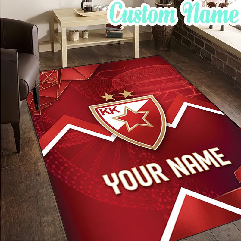 Custom Name FK Crvena Zvezda  Rug, Office Rug, Chair Rug, Carpet for Living Rooms, Doormat Game Rug Home Decor Christmas Gifts