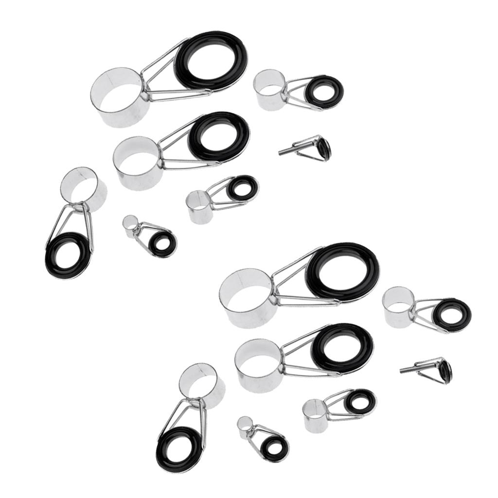 7 Pièces Guides de Canne à Pêche en Acier et Céramique Kit de Réparation de Canne Anneaux d'Oeil de Pointe de Canne DIY 7 Tailles Mixtes Accessoires pour Cannes à Pêche