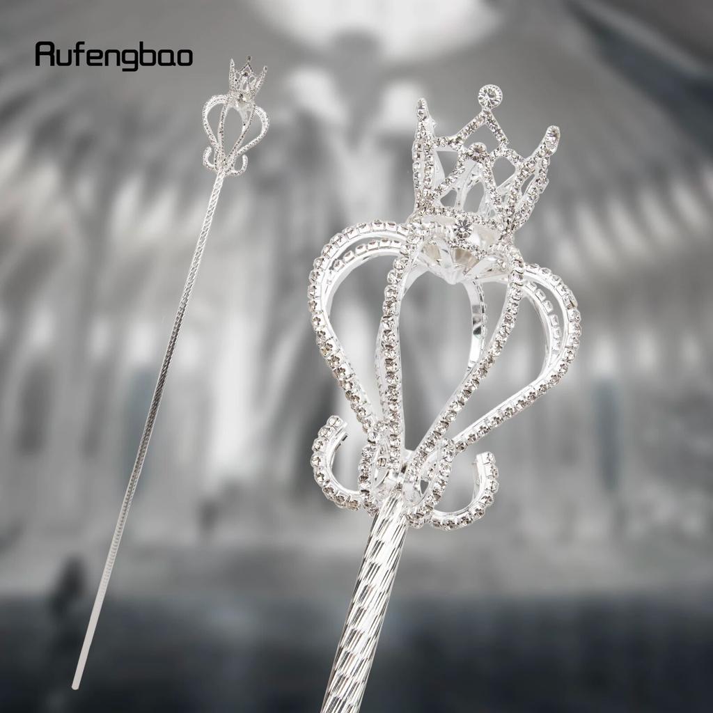 White Alloy Fairy Crown Wands for Girls Princess Wands for Kids Angel Wand for Party Cosplay Costume Wedding Birthday Party 91cm