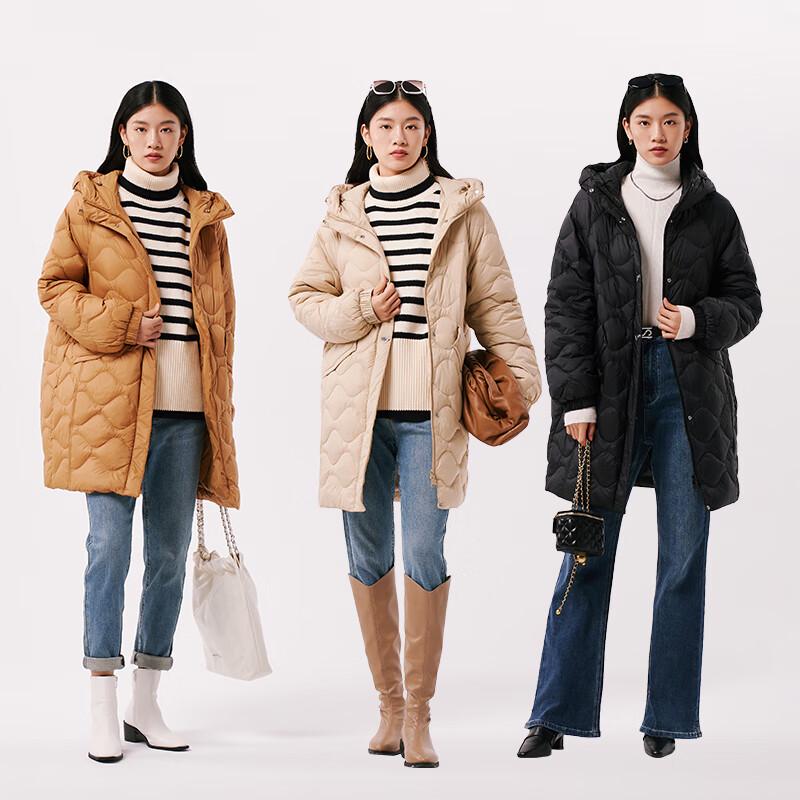 Qianrengang Women's Hooded Mid-Length Down Jacket