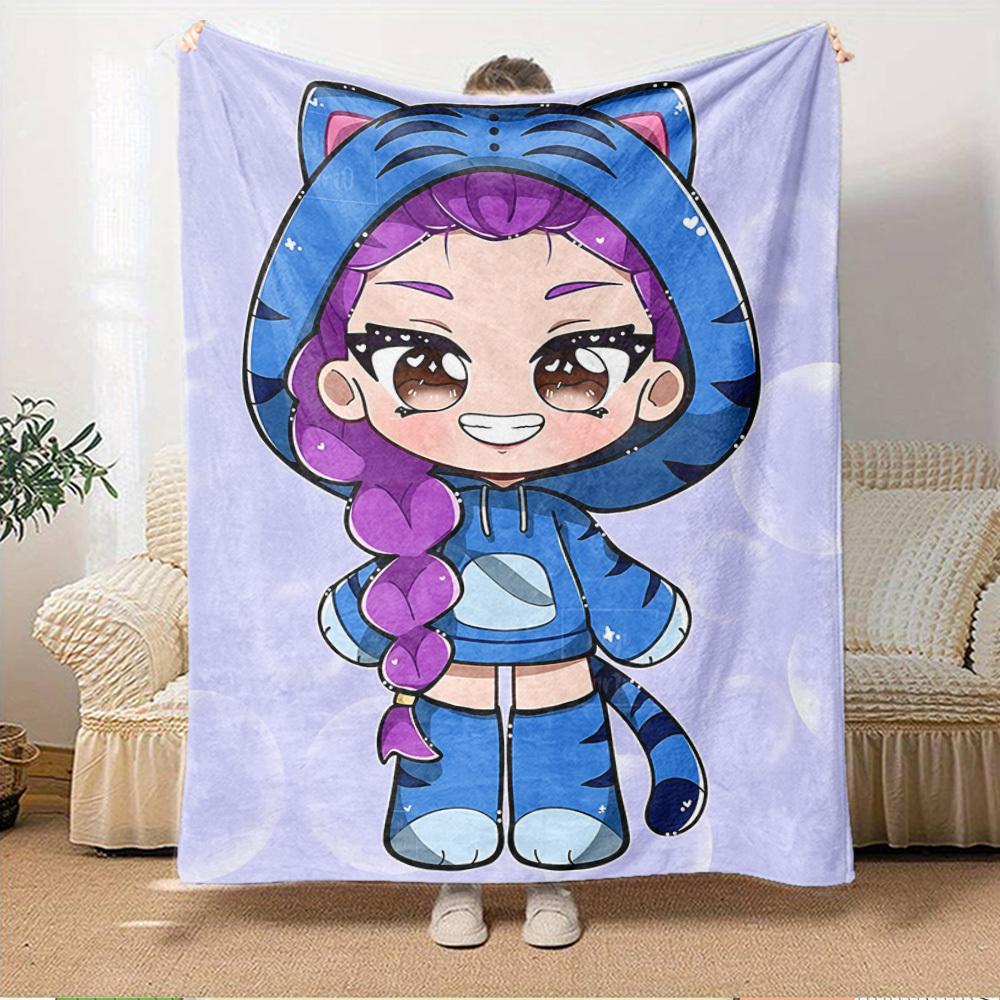 Groupe de Filles Anime K-POP Couverture Douce et Chaude Quatre Saisons Couvre-lit Épais en Tricot Polyester Toutes Saisons pour Lit, Camping, Voyage Cadeau Parfait