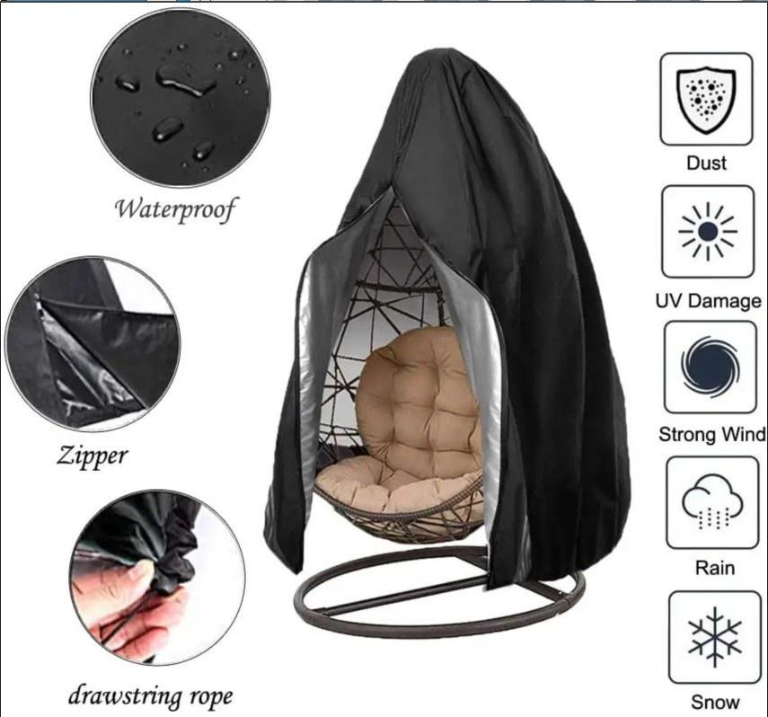 Chair Cover Anti-Dust Hanging Chair Cover with Zipper and Buckle Waterproof Windproof Swing Outdoor Garden Swing Egg Chair Cover