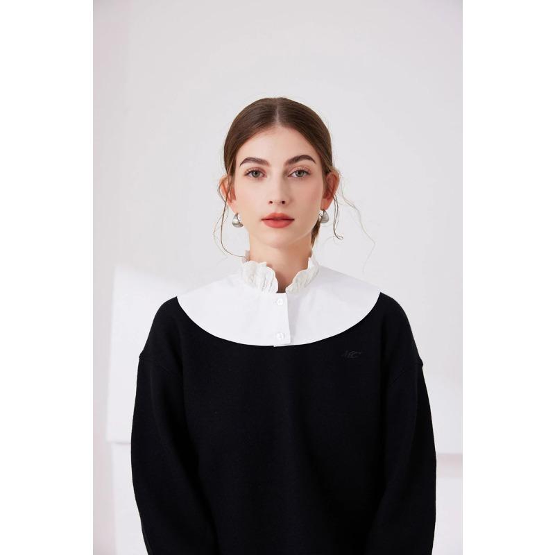 Fashionable White Top Standing Collar Solid Color Women's Detachable Sweater Decorative Girls False Collar