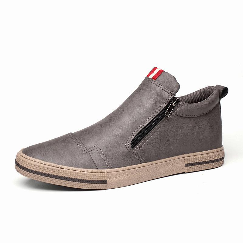Fashion New Style Slip-on Side Zip Men Boots Autumn Fashion High-Top Sneaker Shoes British All-match Casual Wear-Resistant Shoe