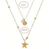 Gold Starfish Pendant Necklace Pearl Shell Charm Chain Necklace Summer Collarbone Necklace