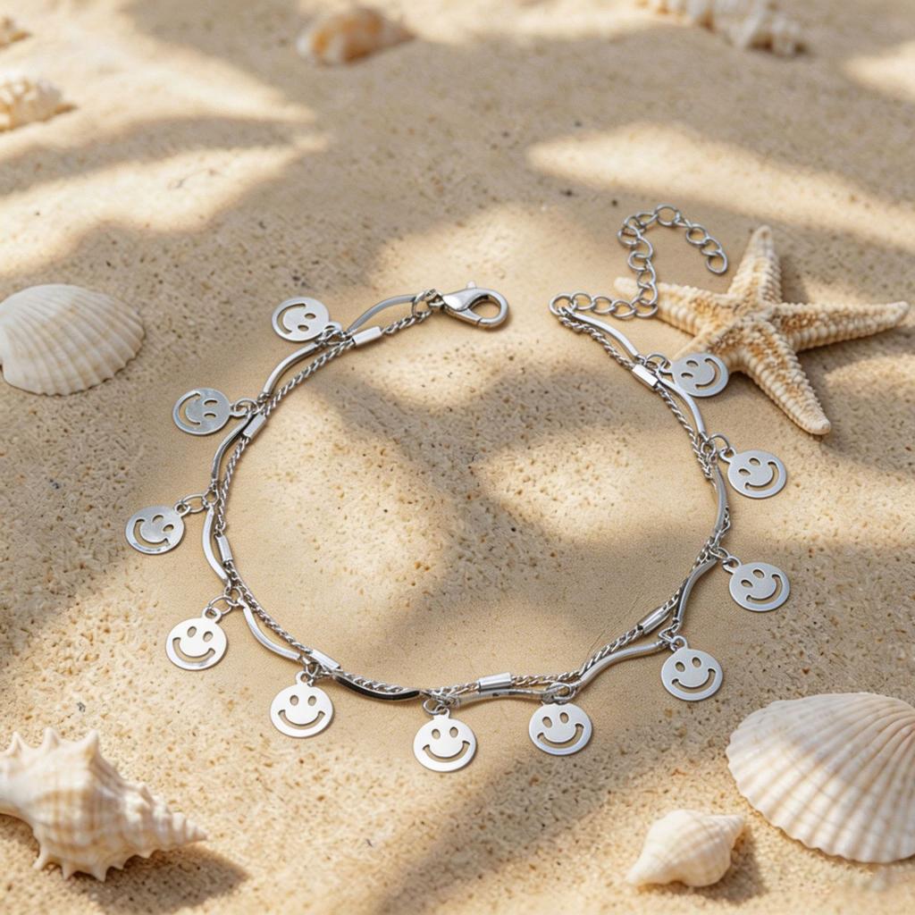 Double-layer butterfly metal cold wind anklet women's niche design sense gold chain foot chain tide