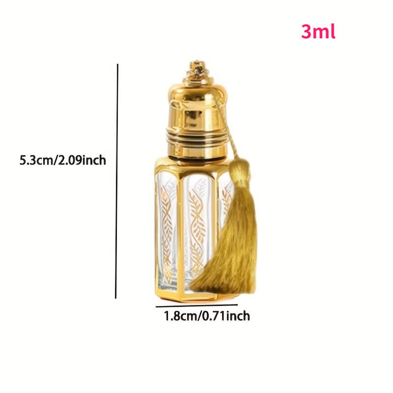 10/15pcs 3ML Portable Essential Oil Roll-on Bottles Mini Golden Travel Perfume Roller Empty Bottles Glass Dispenser with Rope