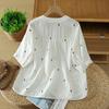DIMANAF 2026 Plus Size Summer Women Blouse Shirts Tunic Oversize Loose Casual Embroidery Floral Cotton Linen Lady Tops