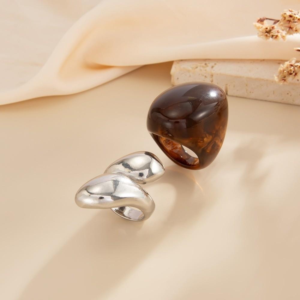 Acrylic Resin Knuckle Rings Smooth Surface Geometric Finger Rings Aesthetic Accessories