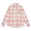 Mens Womens Loose Cotton Plaid Shirt Lightweight Oversized Casual Blouse With Pocket