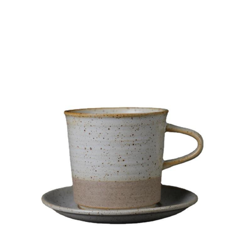 Japanese Coffee Cup And Saucer Set Retro Vintage Coarse Pottery Light Luxury Simple Cup Retro Ceramic Cup