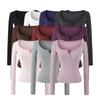 Women's Autumn Spicy Girl Square Neck Faux Cashmere Long Sleeve Top