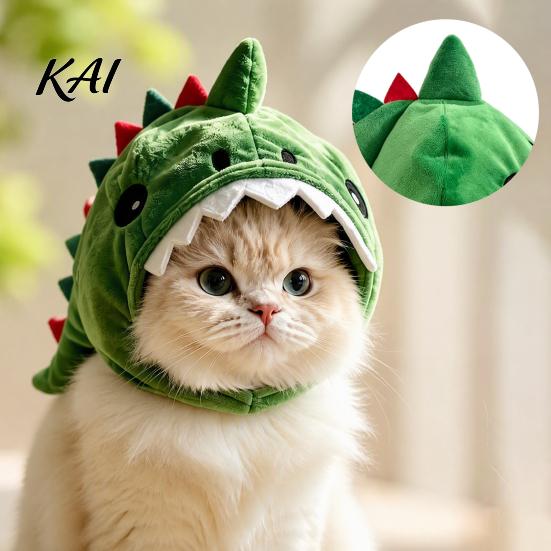 Lightweight Headwear for Small Pets Cute Dinosaur Pet Hat Cats, Soft Plush Funny Cat Trendy Costume Social Media Photos with Shark Design, Novelty