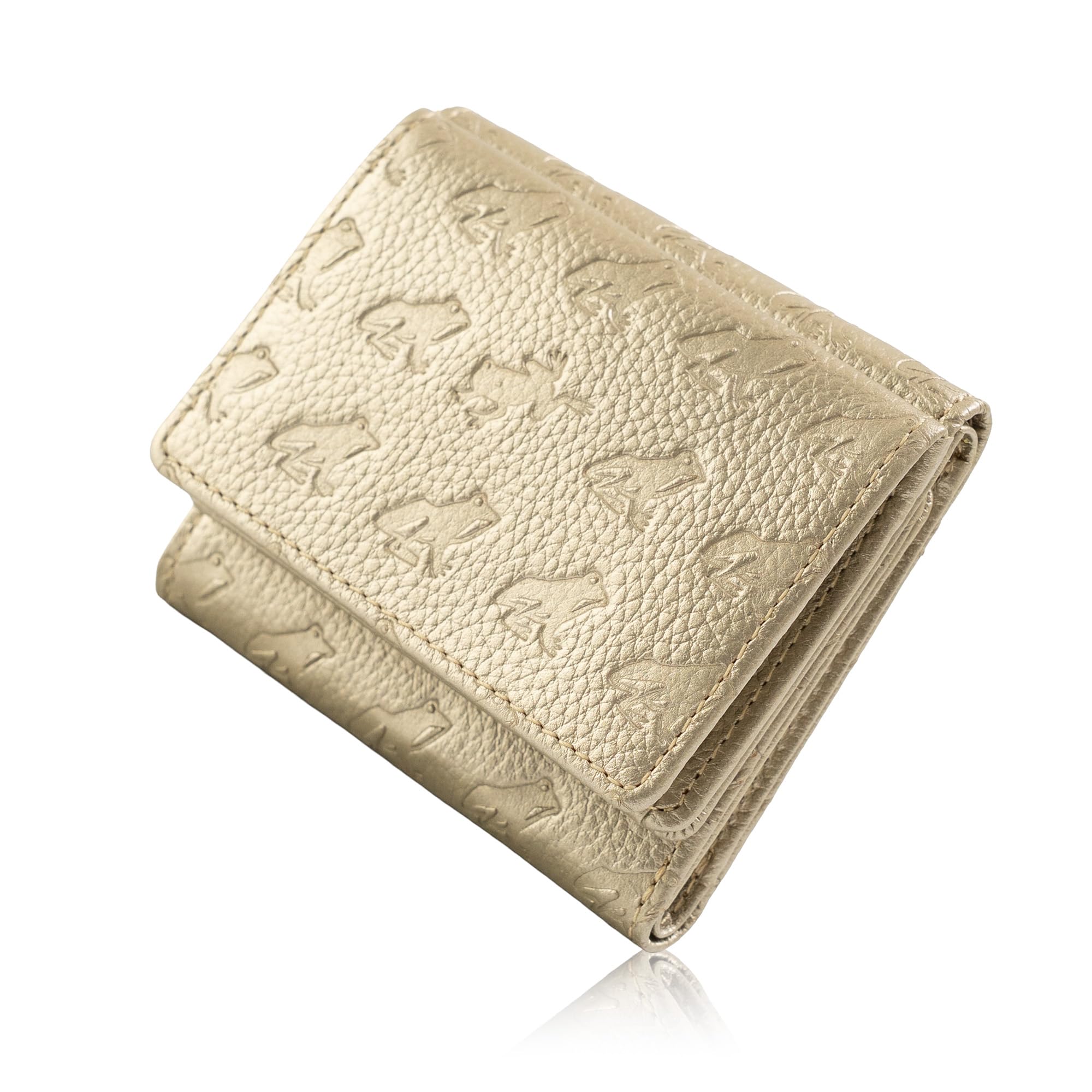 Мини-портмоне-трифолд Essence of Poison, Компактное, Женское, Коровья кожа, Серия OSANPO, DES-3500 (Золото)