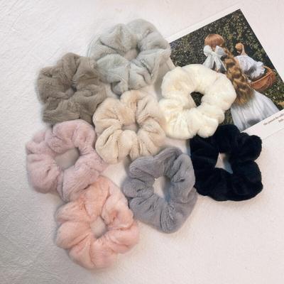 Attache-cheveux fluffy fourrure de vison gopchang tie chouchou à cheveux synthétique 8 couleurs