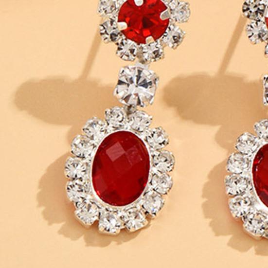 1 Set Hochzeitskette und Ohrringe Damen Retro Strass Schmuckset Faux Edelstein Halskette Ohrringe Valentinstag Geschenk für Ehefrau Sie