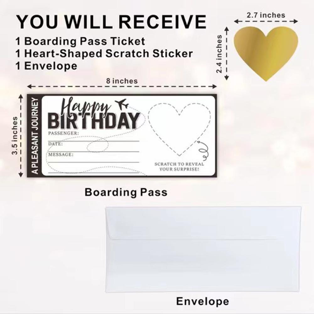 10Pcs DIY Surprise Gift Boarding Pass Ticket Set with Envelopes, Scratch-Off Stickers for Travel-Themed Events
