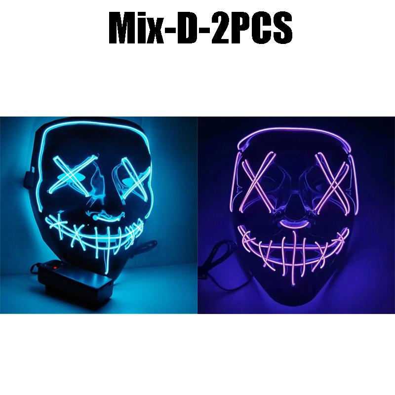 Halloween Glowing Party Mask Black Words Halloween Led Masks PVC Plastic LED Lights Horror Face Mask Luminescent Props