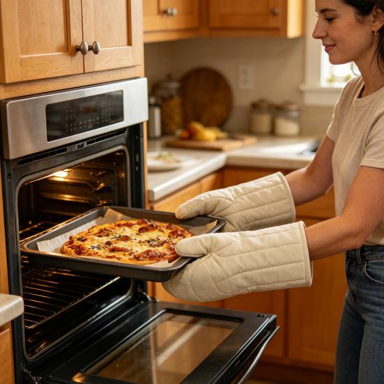 Yousheng 2Pcs Thickened Oven Mitts Heat-Resistant Kitchen Gloves Microwave Baking Gloves Machine Washable Essential Kitchen Tool for Hot Dishes