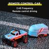 1:64 Scale Mini RC Truck Toy 2.4GHz Off-Road Alloy Truck with Trailer Body Lights Crawler Toy Adjustable Speed Steering Collectible Truck Model Gift