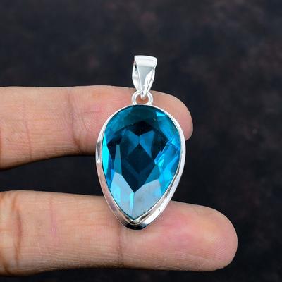 Faceted Indicolite Pendant Handmade Gemstone Pendant 925 Sterling Silver Pendant Natural Indicolite Jewelry Birthstone Pendant Gifts for Her