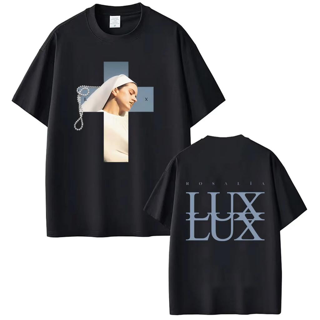 Singer Rosalia Lux 2026 Album Tour Print Harajuku Style Loose Cotton Fashion Summer Casual Streetwear Unisex And Unisex TShirt