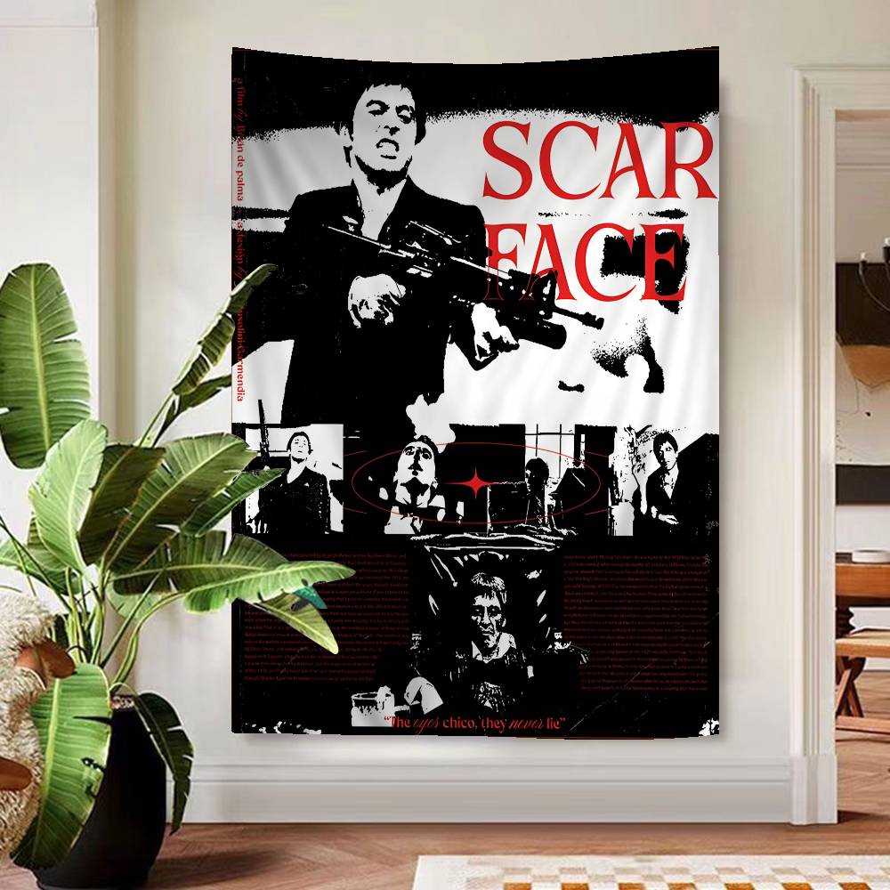 Retro Sscarface Film Cartoon Tapestry Art Science Fiction Room Home Decor Art Home Decor