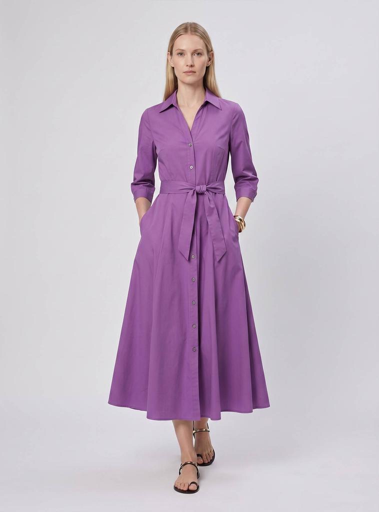 Amazon 2026 European and American cross-border women's clothing summer solid color lapel slim long-sleeved dress new women's clothing belt