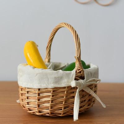Yousheng Natural Wicker Flower Basket Handmade Willow Basket with Handle Compact Portable Multifunctional Easter Fruit Flower Basket