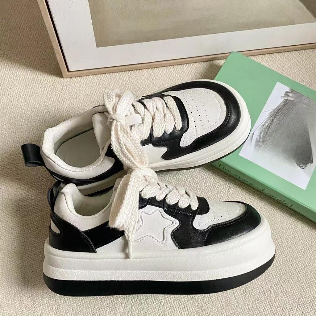Design Sense Niche Original Shoes Women's Spring and Autumn New White Shoes All-Matching Sports Platform Wave Bread Shoes