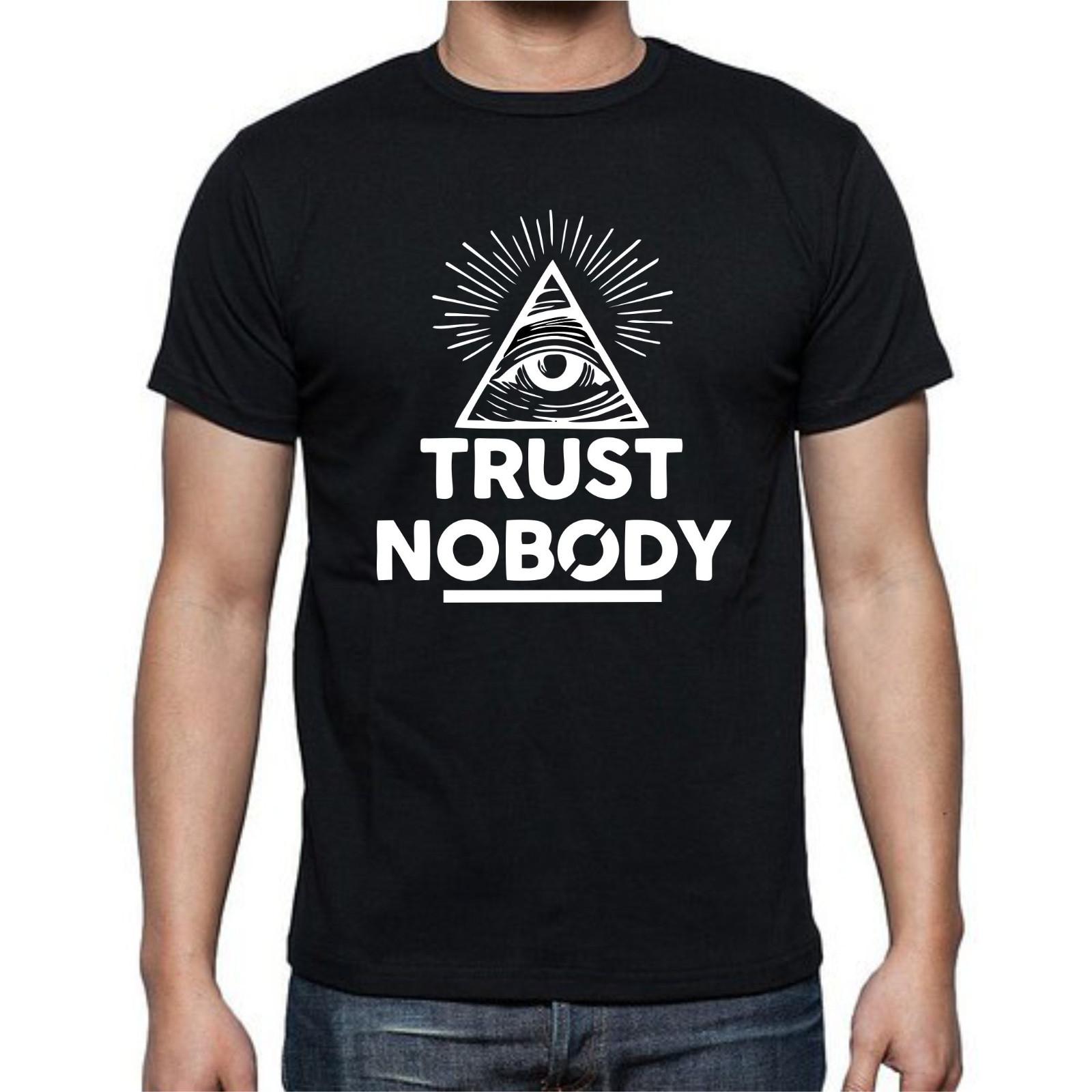 Illuminati Trust Nobody Eye Triangle Secret Pyramid Inspiration T Shirt Mens Womens Tees Top Tee S