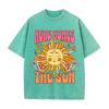 Vintage Black "Here Comes The Sun" T Shirt Retro Psychedelic Sun Acid Wash Tee