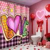 Tenda da doccia a forma di cuore d'amore e rosa per San Valentino, tenda da bagno impermeabile con 12 ganci, decorazione per la casa a forma di pesce