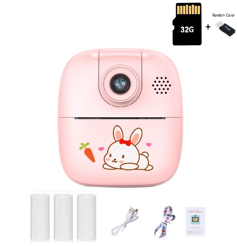 Kids Instant Print Camera Thermal Printed Camera Children Digital Camera Video Toy Birthday Gift 32G Memory Card