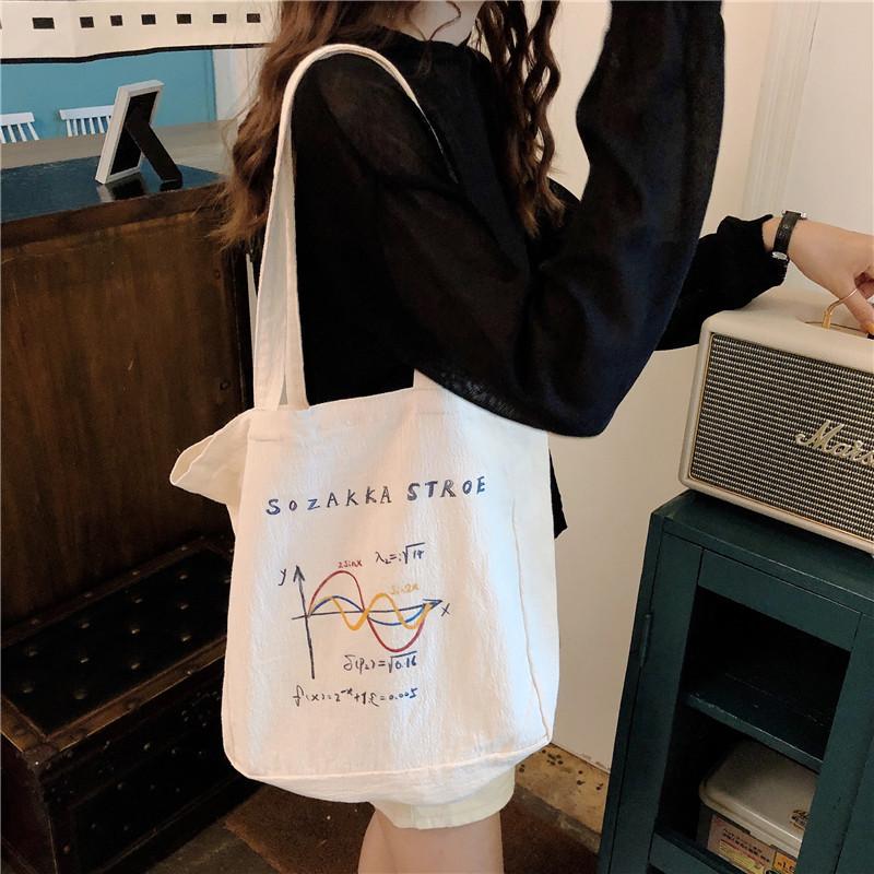 College style simple illustration canvas bag vintage student schoolbag women's shoulder bag