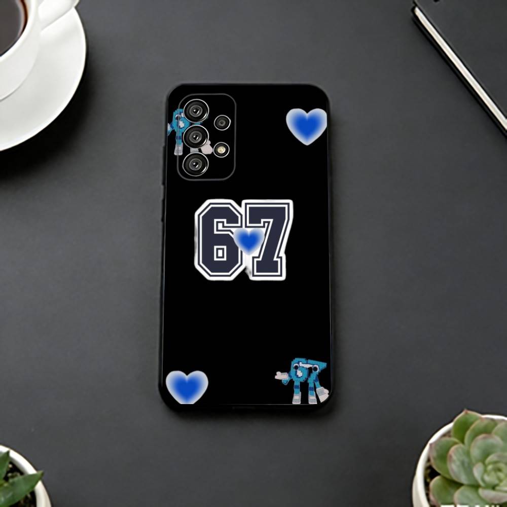 Six S-Seven 67 Phone Case For Samsung S25,S24,S21,S22,S23,S30,Ultra,S20,Plus,Fe,Soft Silicone Black Cover