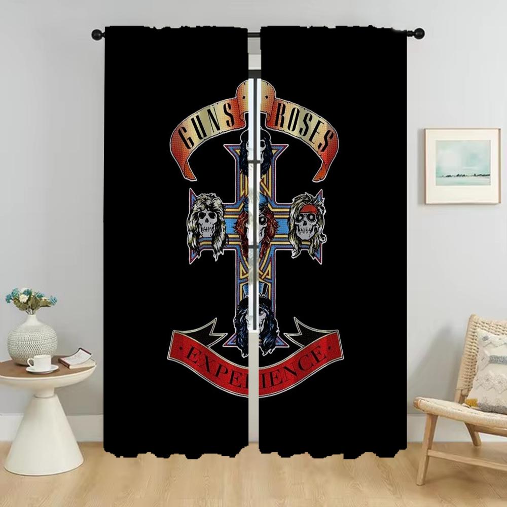 Küchenvorhänge Kinderzimmer Guns NRoses Mückenschutzvorhänge 2 Stück Tüll für Schlafzimmer Raumteiler Schattierungen Fenstervorhang Wohnzimmer