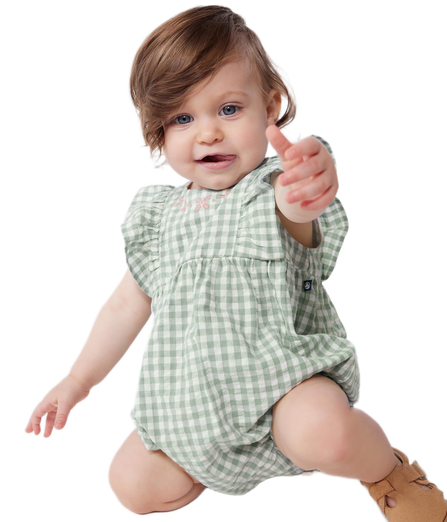 

Short Romper A0CED Light White 18 months 81cm [Petit Bateau] Green/Off