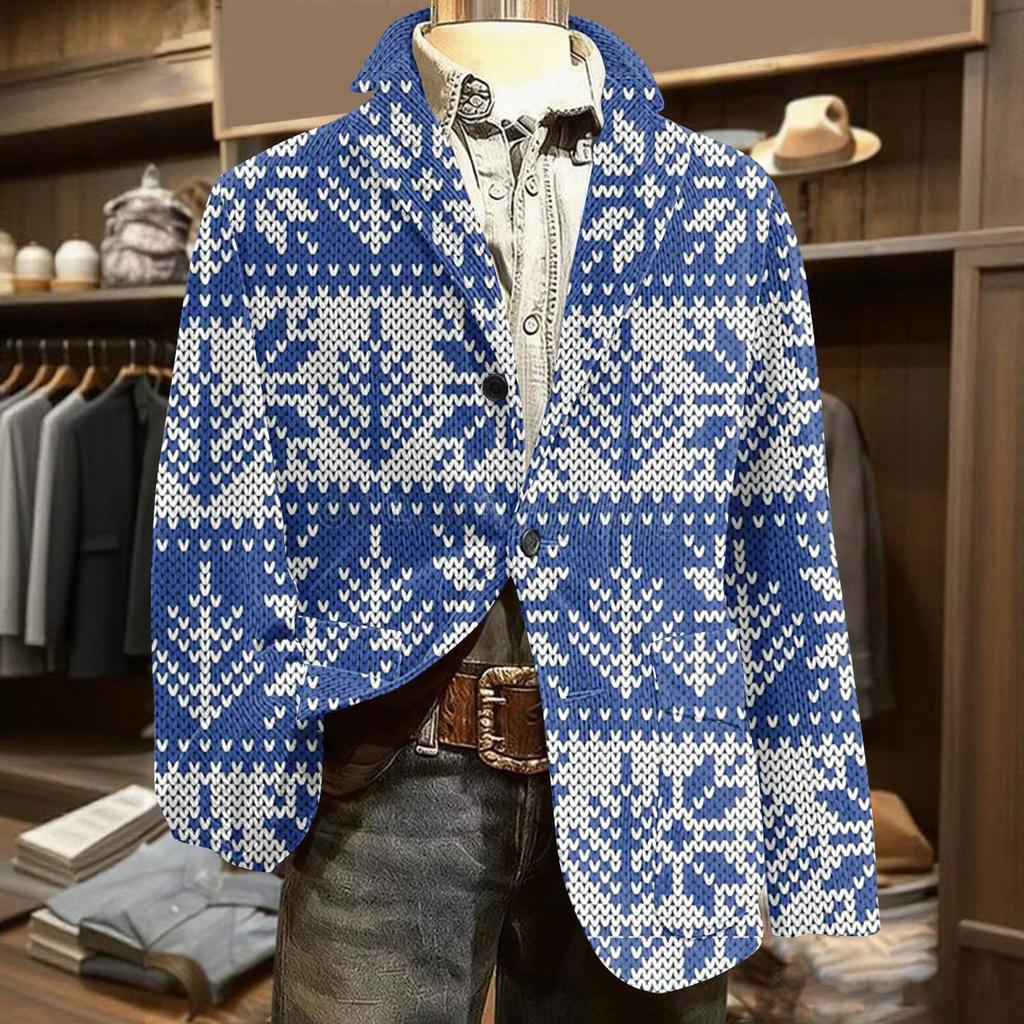 Męska brzydka świąteczna sztruksowa ciepła kieszonkowa marynarka kardigan męski casualowy garnitur