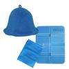Sauna Hat Towel Double Prevents Hair Includes Sauna Mat [Vivrella] Fabric, Men's & Women's, Soft, Layer, Washable, Damage, (Blue/Blue Mat)
