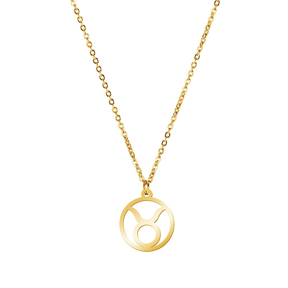Cazador Zodiac Pendant Necklace for Women 12 Constellation Aries Pisces Gemini Chocher Stainless Steel Jewelry Gold Color Gifts