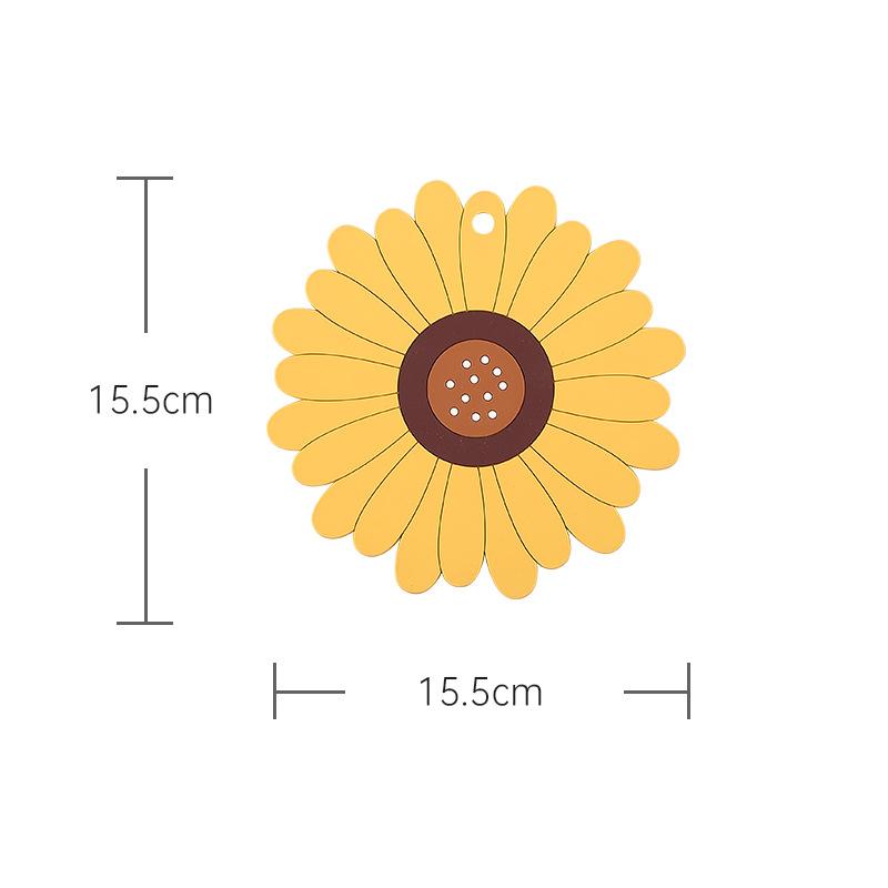 2pcs Silicone Trivet Mat Cute Sunflower Anti Scalding Mat, Heat Insulation Pat for Dishes, Soft Silicone Meal Mat Table Anti Slip Coaster