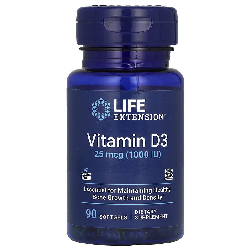 Vitamin D3, 25 Mcg (1,000 IU), 90 Softgels