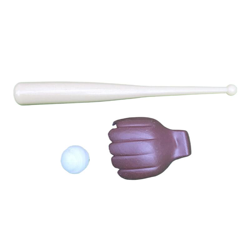 1Set Baseball Bat Glove Model Mini Baseball Bat Model Toy Dollhouse Mini Outdoor Scene Accessory