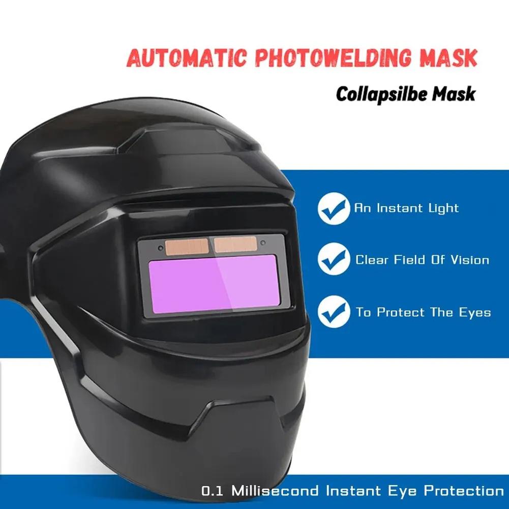

Welding Helmet Auto Darkening Solar Power Welding Facemask Automatic Variable Light Adjustment Large View True Color for Welding чёрный