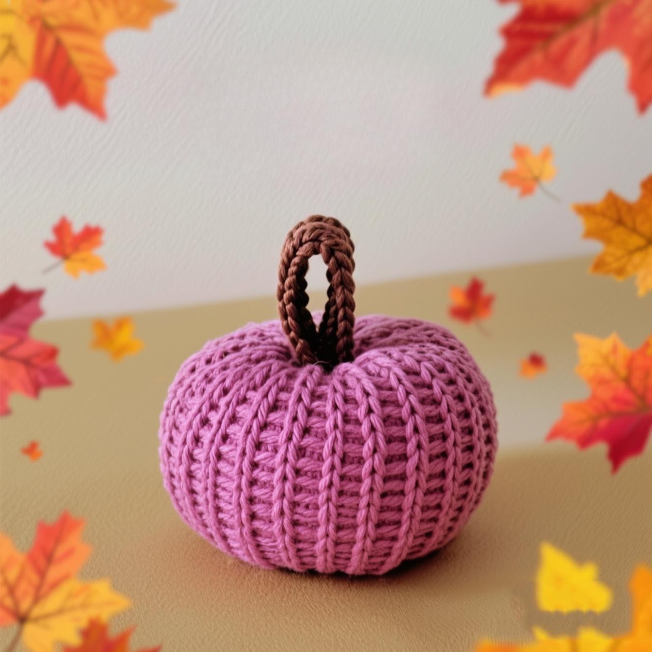 

8cm Knitted Pumpkin Wreath - Cozy Halloween & Autumn Door Hanging Decor ярко-розовый