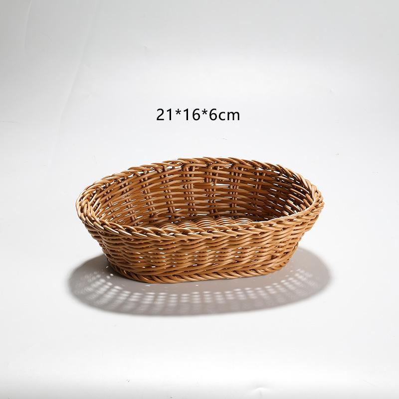 Handwoven Hardness Rattan Wicker Woven Serving Baskets Household Bread Fruit Vegetables Basket Rattan Basket Restaurant Display