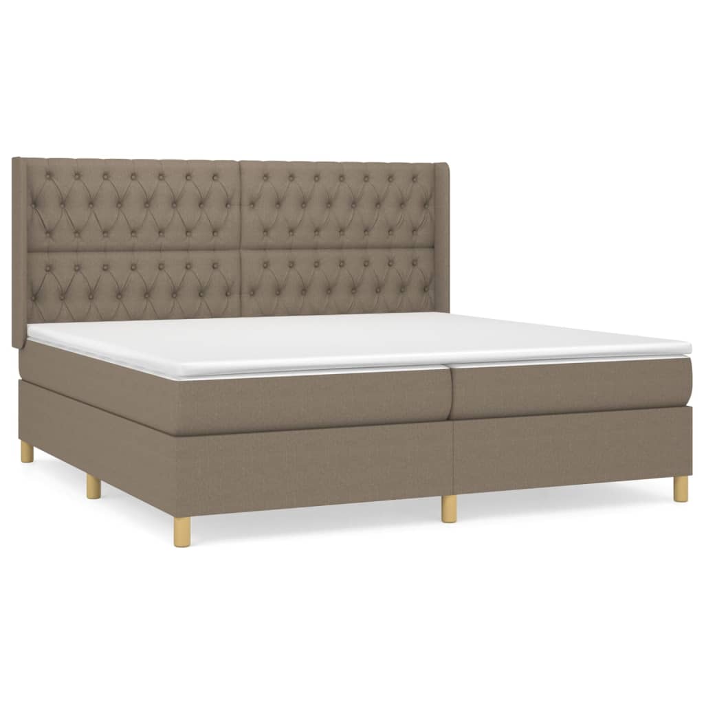 Vidaxl Letto Continentale Con Materasso, Taupe, Tessuto, 200X200 Cm