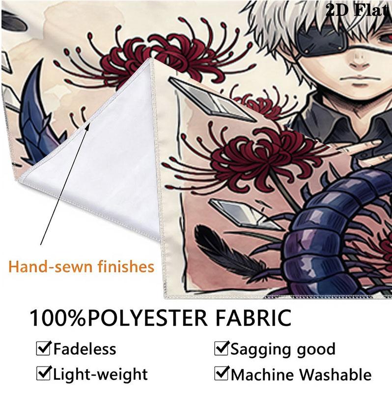 Tokyo Ghoul Wall Tapestry Aesthetic Wall Hanging Printed Fabric Blanket Decorative Tapestries For Bedroom Living Room Home Decor