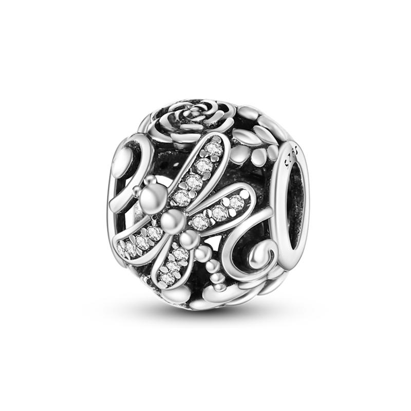 Plants Insects Charms Bead Copper Butterfly Dragonfly Cactus Clover Dangle Pendant Fit Pandora Bracelet Diy Jewelry